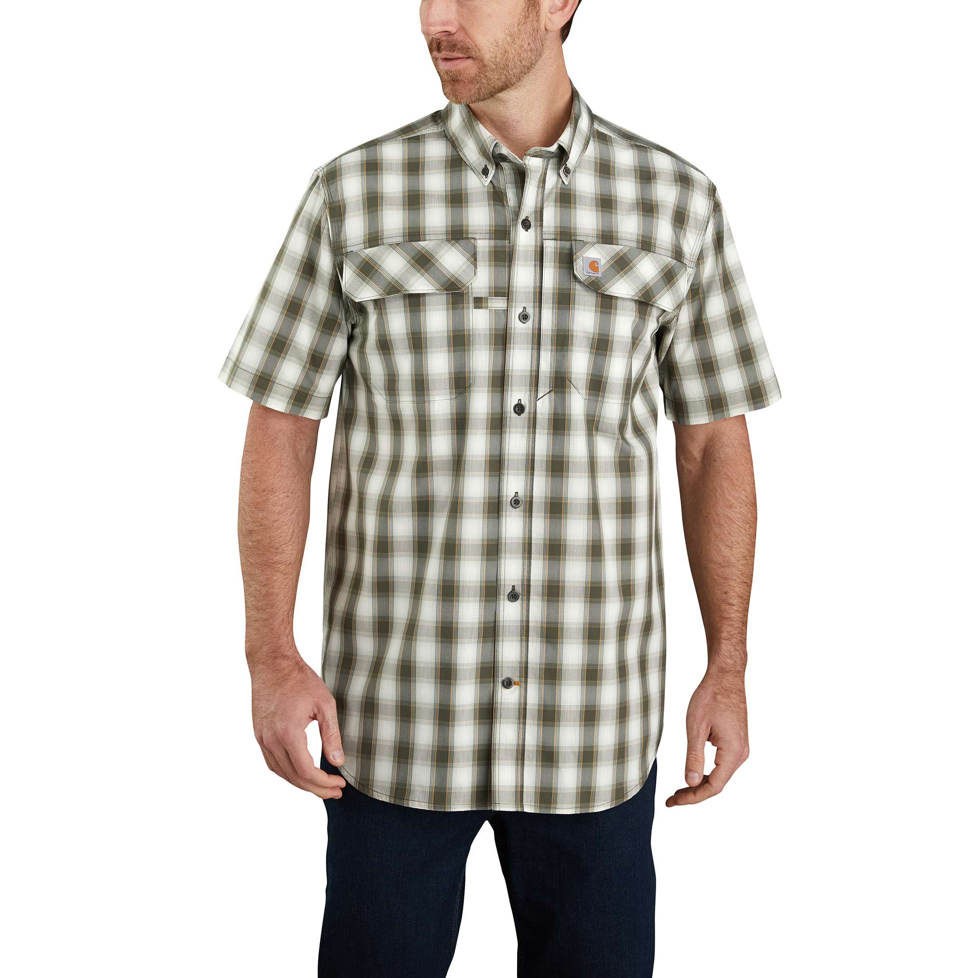 Carhartt Force® Relaxed Fit Lightweight Short-Sleeve Button-Front Plaid Shirt