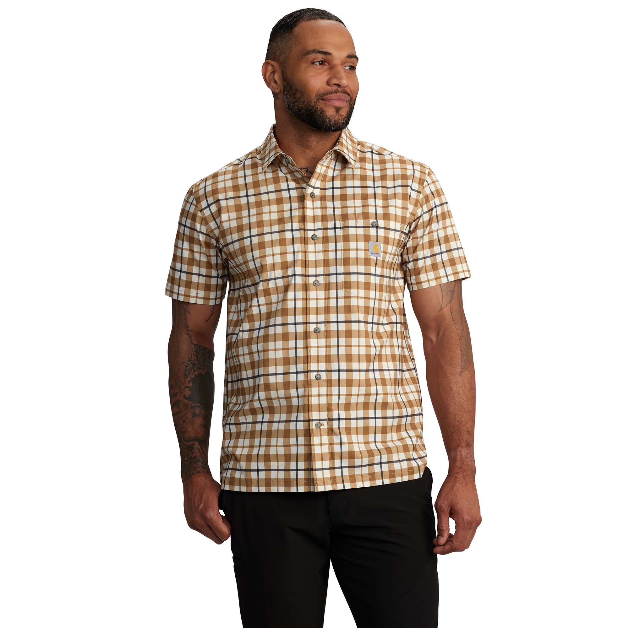 Force Sun Defender™ Relaxed Fit Lightweight Short-Sleeve Plaid Shirt