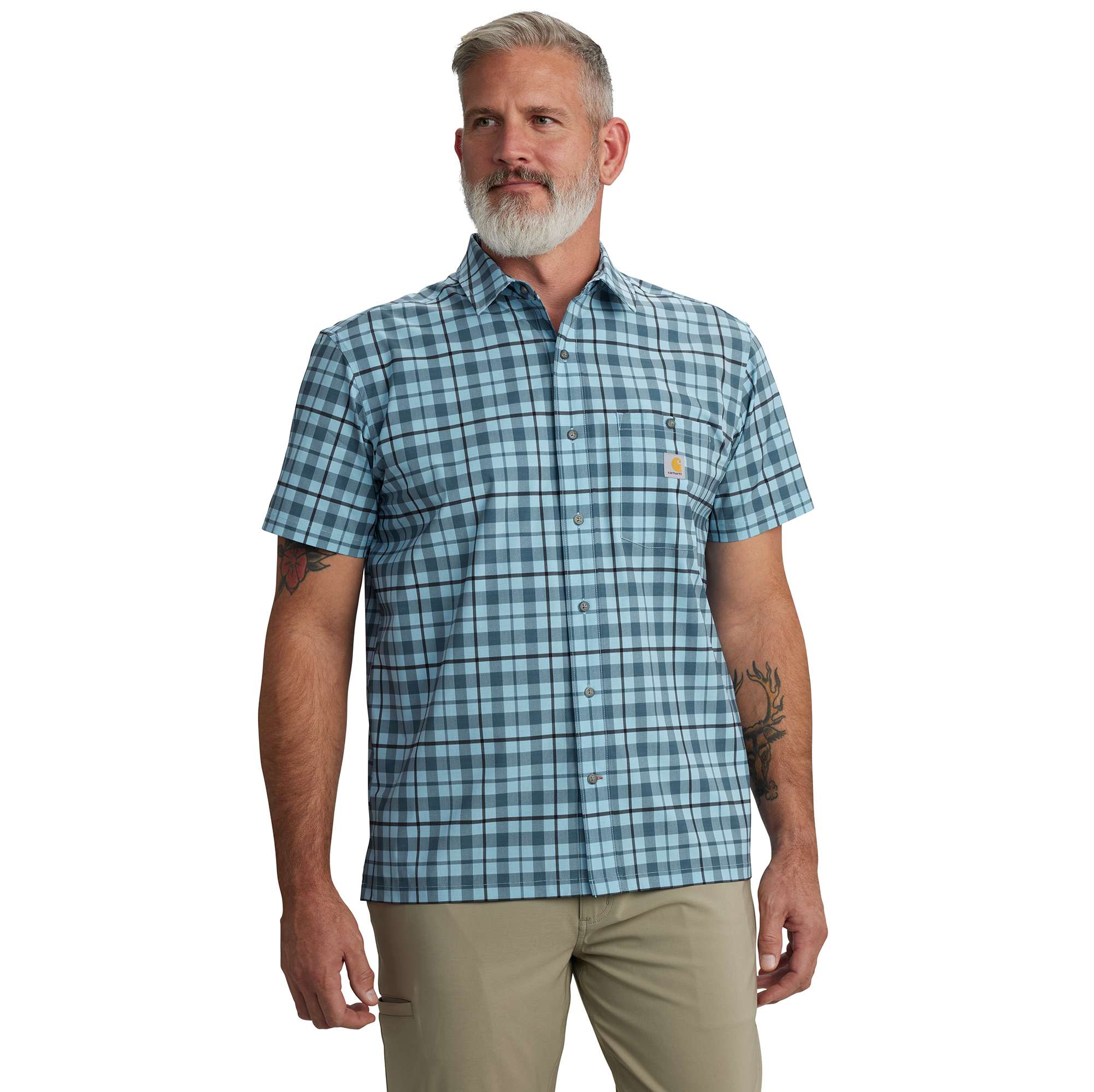 Force Sun Defender™ Relaxed Fit Lightweight Short-Sleeve Plaid Shirt