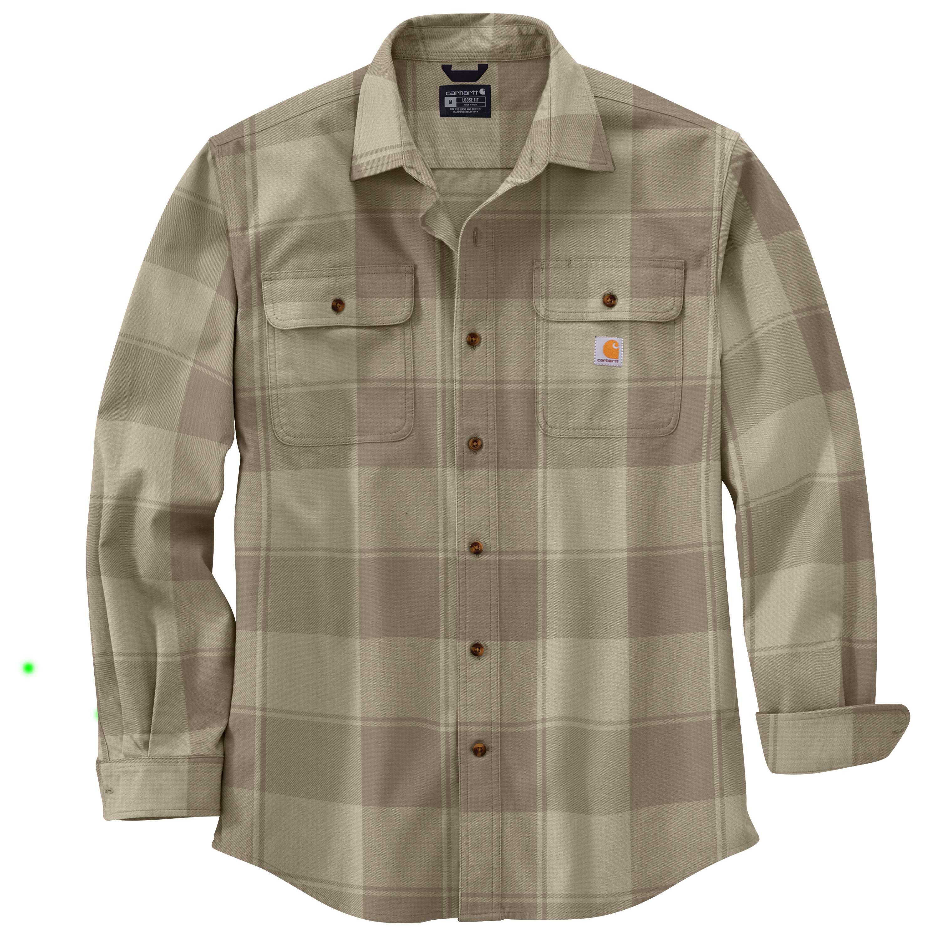 Loose Fit Heavyweight Flannel Long-Sleeve Plaid Shirt