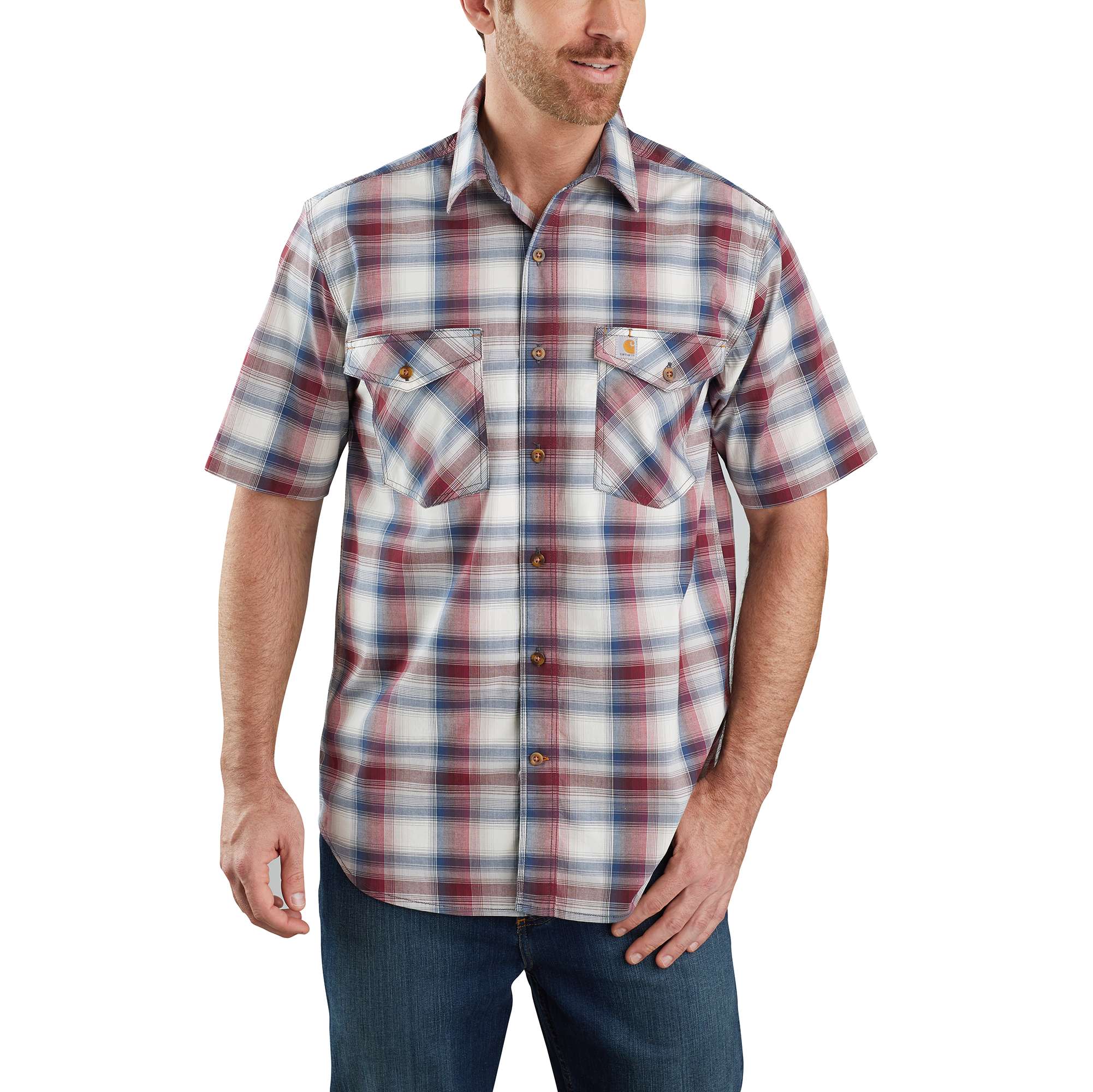 Rugged Flex® Relaxed Fit Lightweight Short-Sleeve Button-Front Plaid Shirt